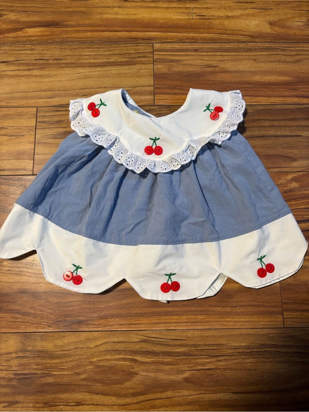 Heirloom baby collection Blue & White Cherry Toddler Dress